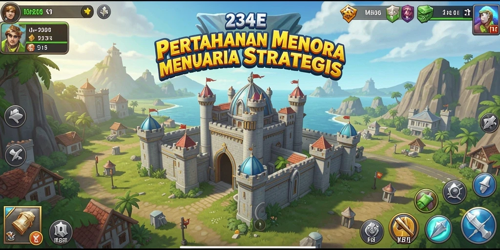 Screenshot yang menampilkan strategi menara di 234E dengan grafis menakjubkan.