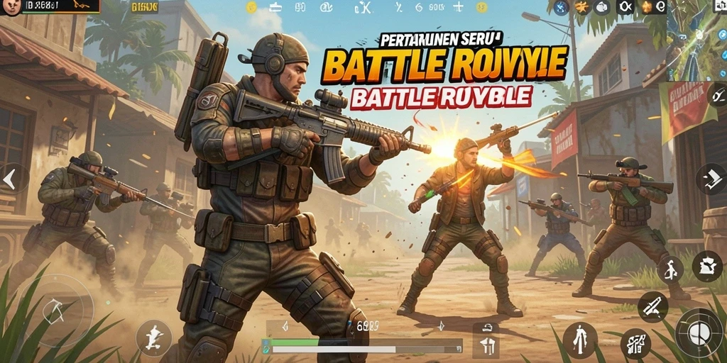 Screenshot 66K menampilkan aksi intens di arena Battle Royale.