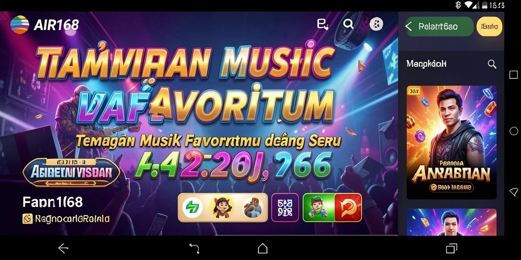 Screeshot gameplay AIR168 menampilkan alunan musik yang asyik.