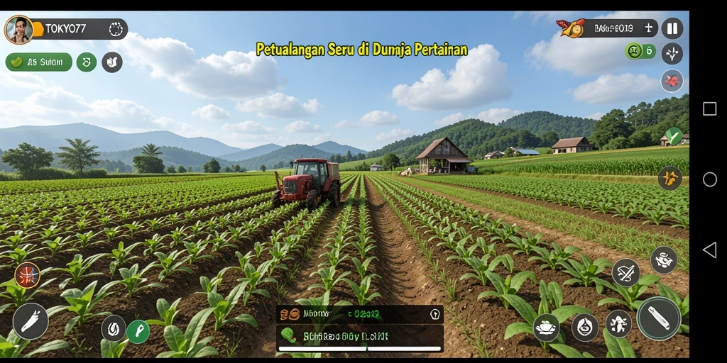 Gameplay seru dalam <strong>TOKYO77</strong> yang menunjukkan kegiatan bertani.